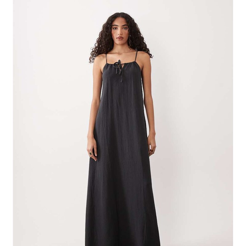 JDY Tall cheesecloth sleeveless mini dress in washed black