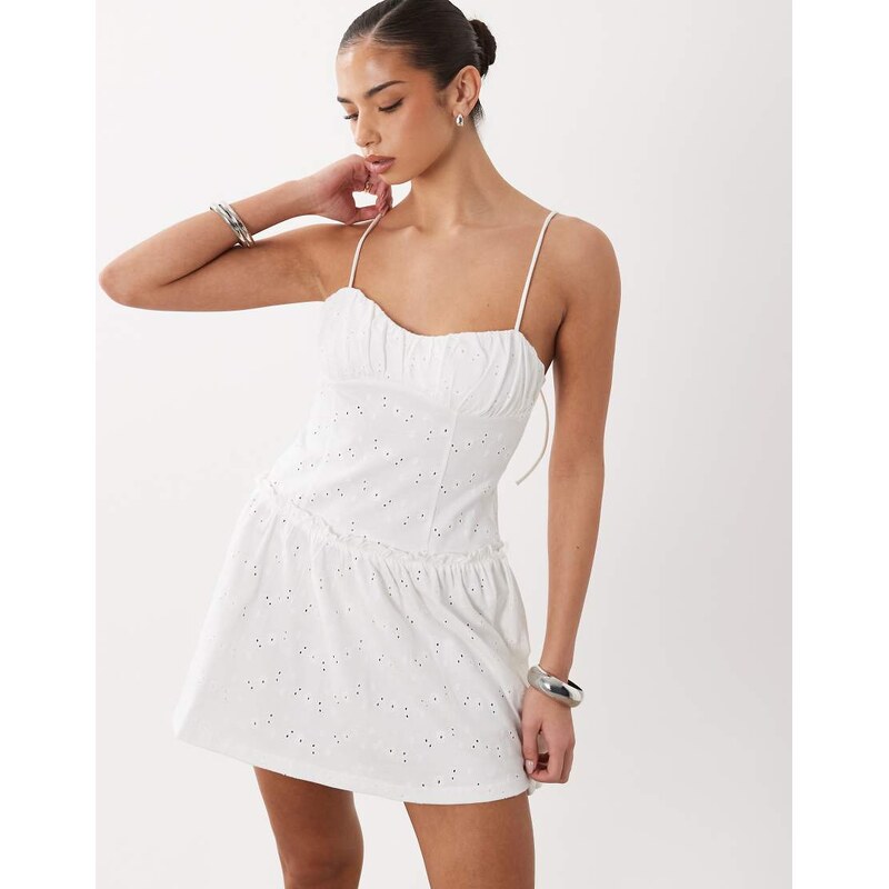 ASOS DESIGN broderie cami mini dress in white 115519355