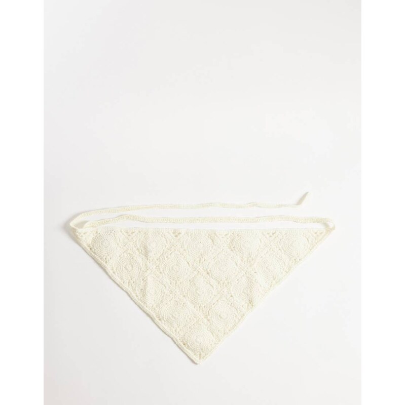 Glamorous crochet headscarf in cream floral-White 115520095