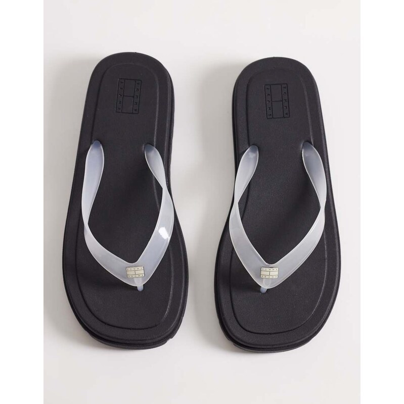 Tommy Jeans chunky jelly flip flops in white 115057774