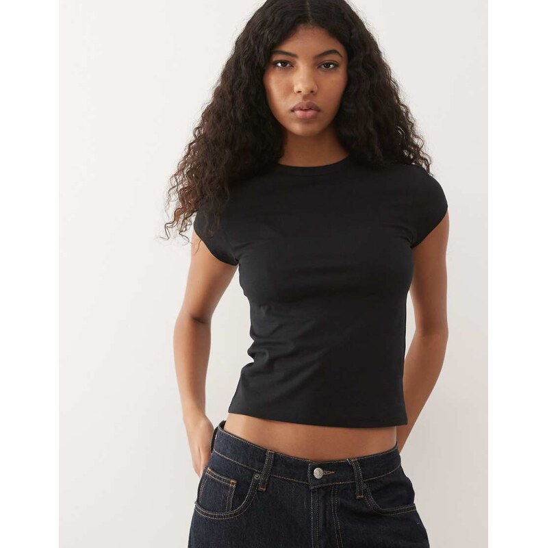 COLLUSION fitted cap sleeve t-shirt in black 115057793