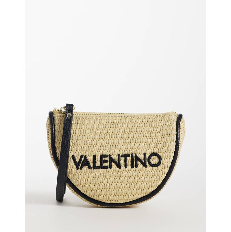 Valentino Maiam mini raffia clutch bag in neutral and black 115057809