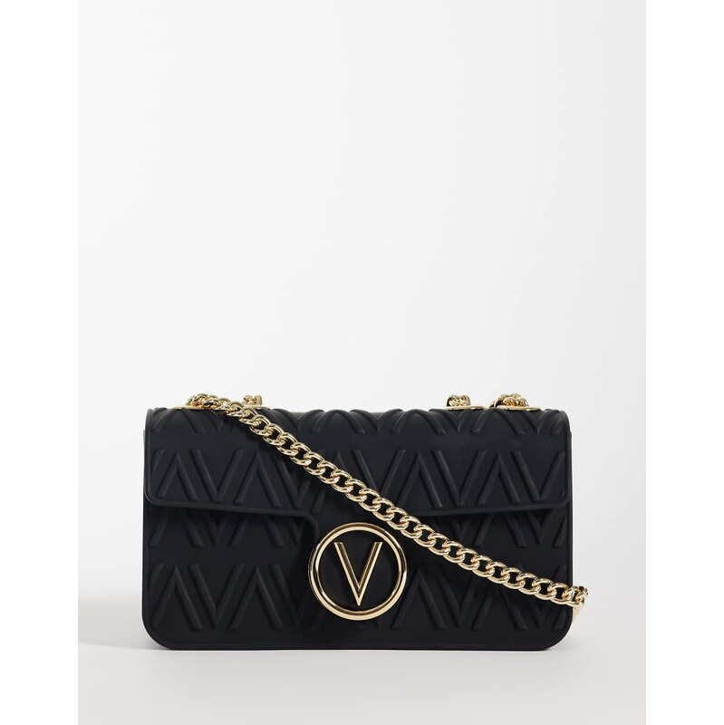 Valentino Bubble rubberised shoulder bag in black and gold