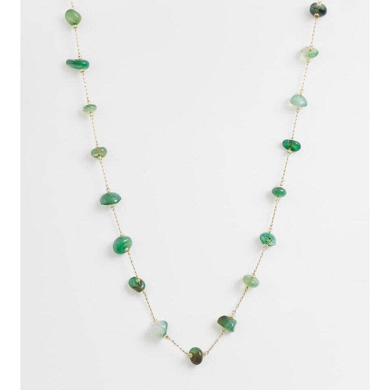 Lost Souls natural stone beaded necklace in 18ct gold plated stainless 115057843