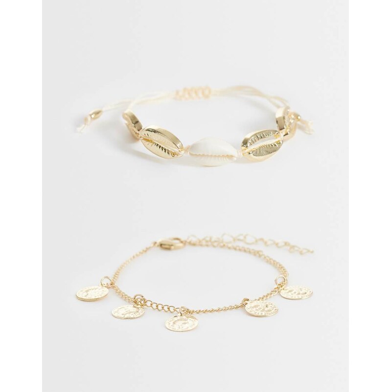 ONLY 2-pack summer charms bracelet in gold 115057848