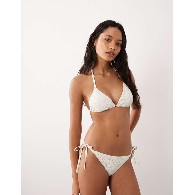Accessorize crochet tieside bikini bottom in white