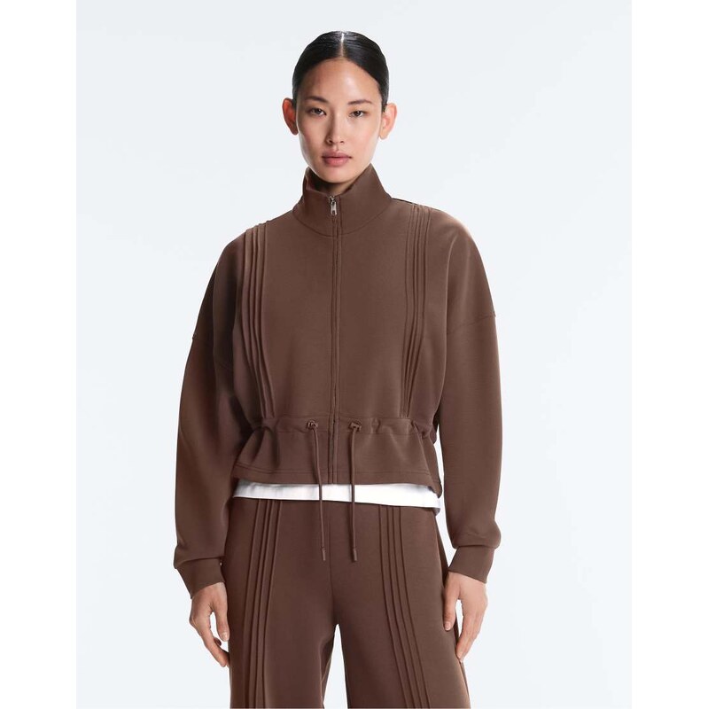 OYSHO Soft-touch modal jacket with rib trim in brown 115058016