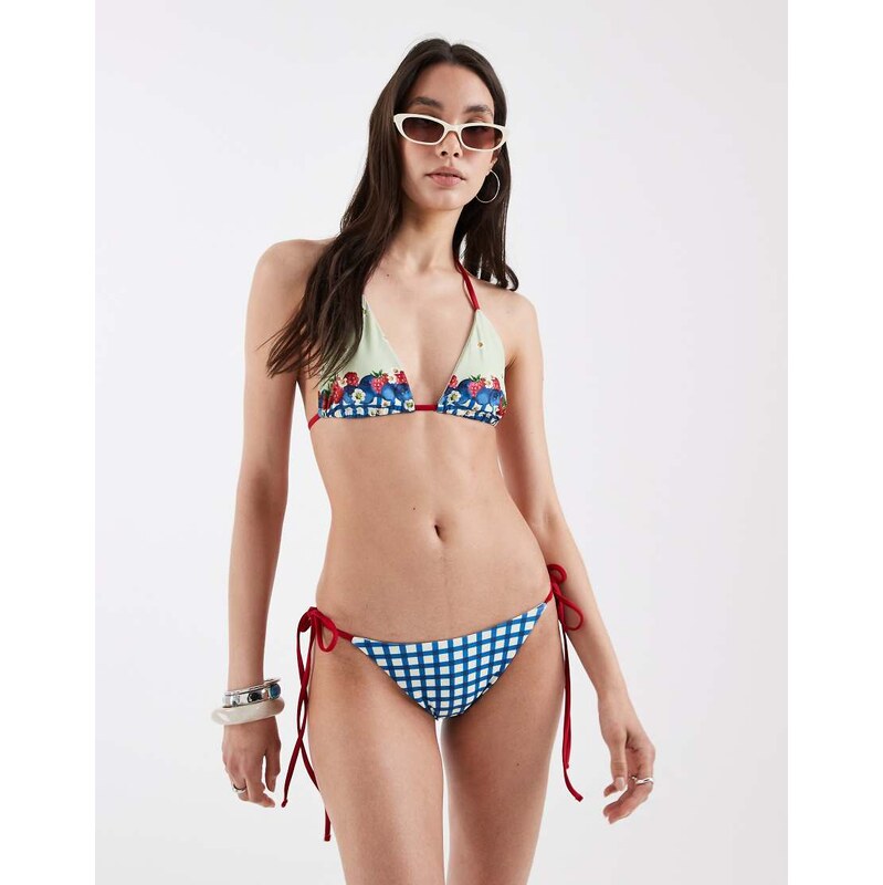 Daisy Street triangle tie bikini top and tie side bottoms in