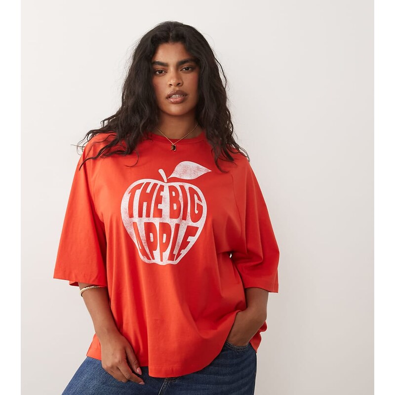 ASOS Curve ASOS DESIGN Curve oversized t shirt with big apple