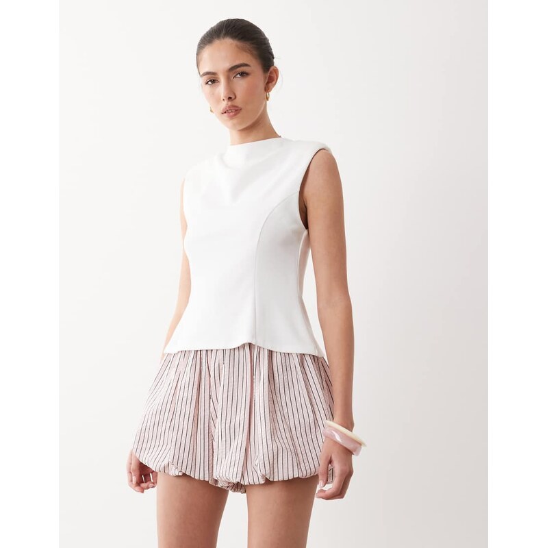 Mango sleeveless peplum hem top in white