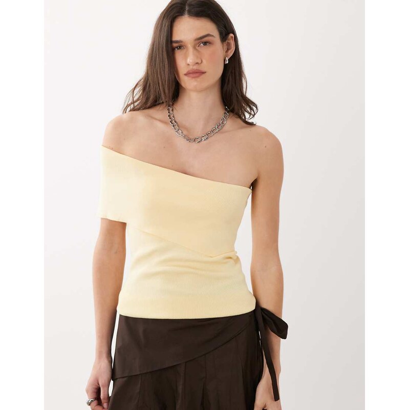 Mango one shoulder top in buttermilk yellow 115057959