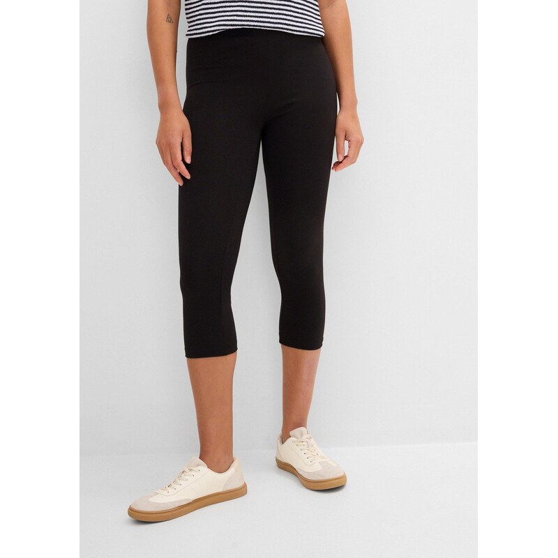 bonprix Capri legíny (2 ks v balení) černá Žena 22810327