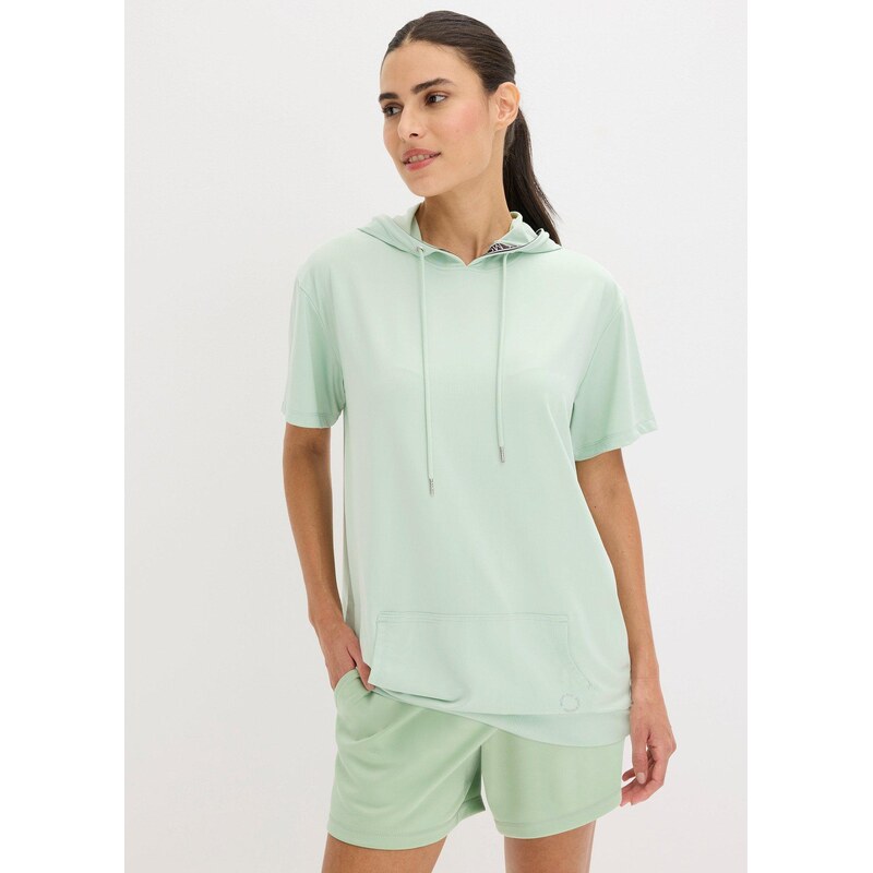 bonprix Oversize sportovní triko s kapucí, rychleschnoucí zelená