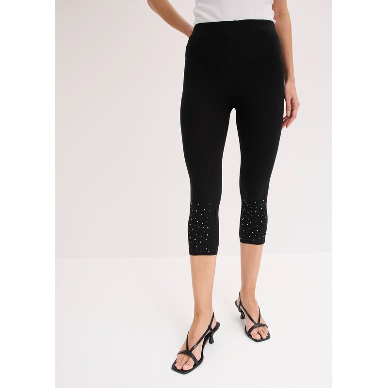 bonprix Capri legíny z bavlněné směsi černá Žena 26333883