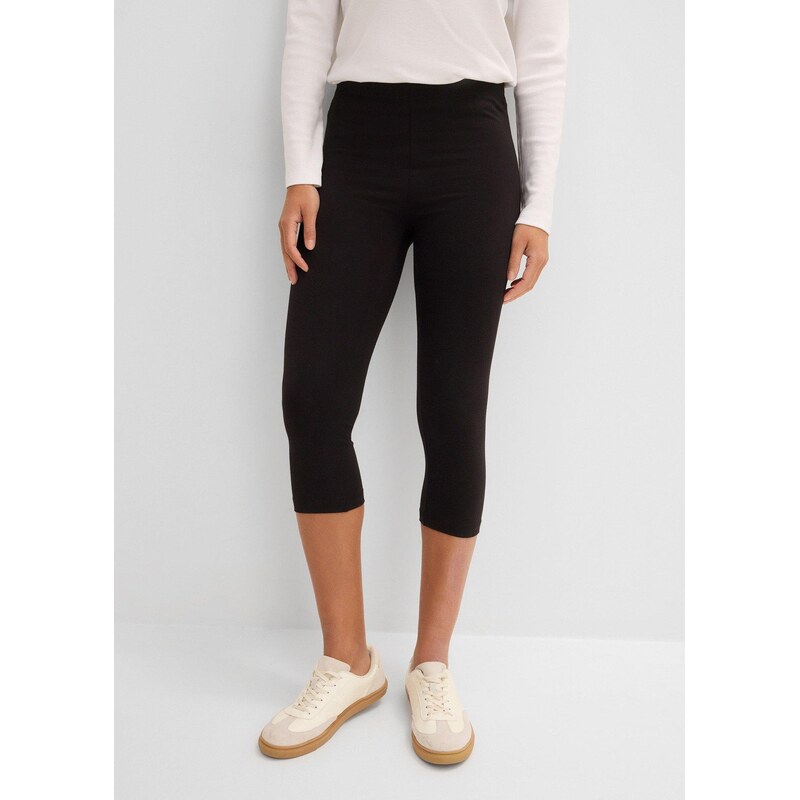 bonprix Capri legíny (2 ks v balení) černá Žena 86414472