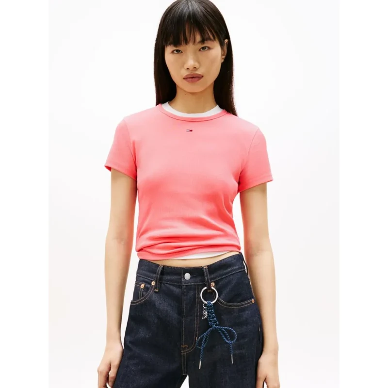 Tommy Jeans dámské růžové tričko