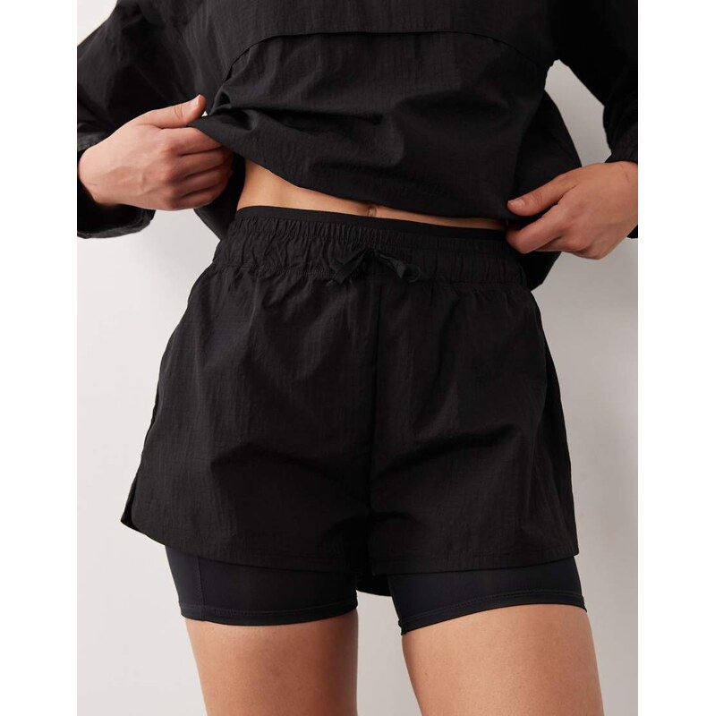 4505 ripstop 2-in-1 running short with zip pockets in black 115518604