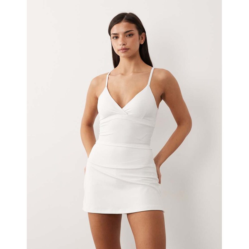 4505 active tennis skirt with under short and phone pocket in white 115519054