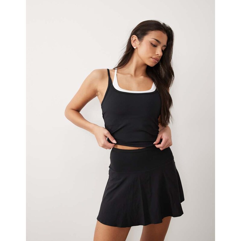 4505 active tennis double layer tank with cross strap back in black 115070945