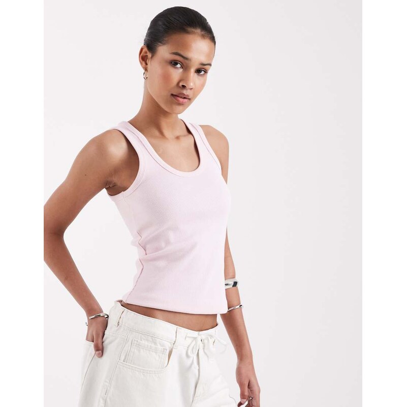 JJXX ribbed vest with scoop neck in baby pink