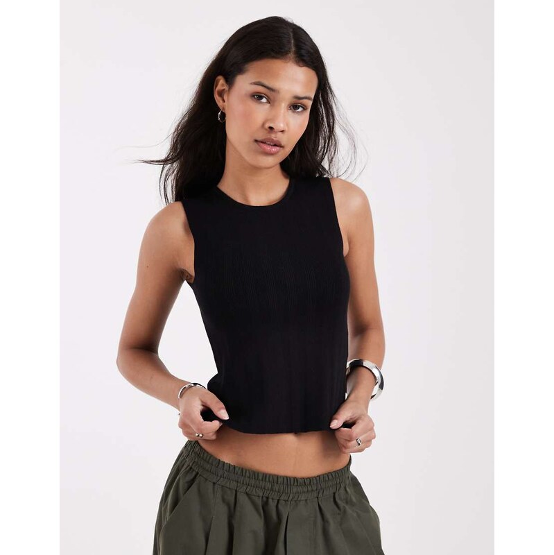 JJXX twist back knit top in black 115059282