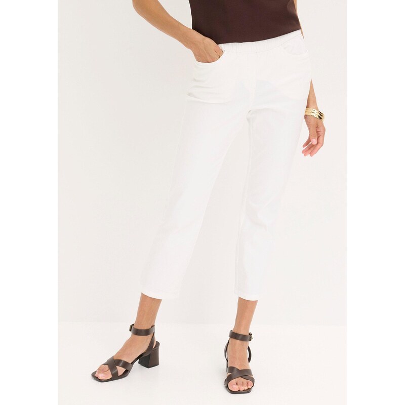 bonprix 7/8 kalhoty bez zapínání, se strečem bílá Žena 86443888