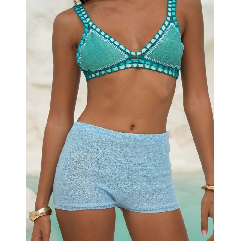 Moda Minx X Alejandra Vidal sequin knit micro shorts in light blue 115227222