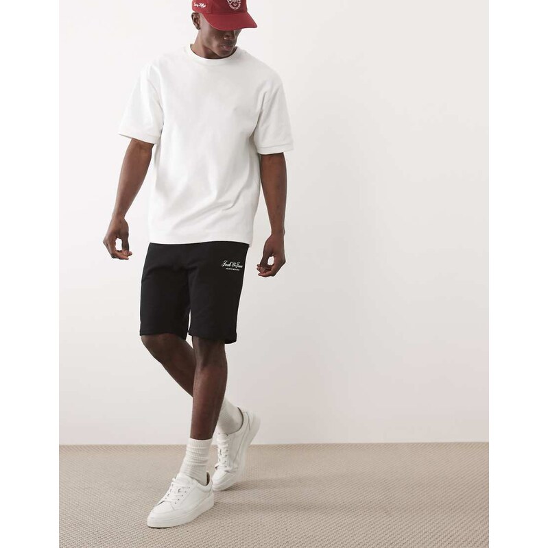 Jack & Jones sweat shorts with logo in black