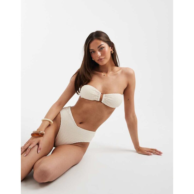 Lindex bandeau bikini top in white crochet 115678743