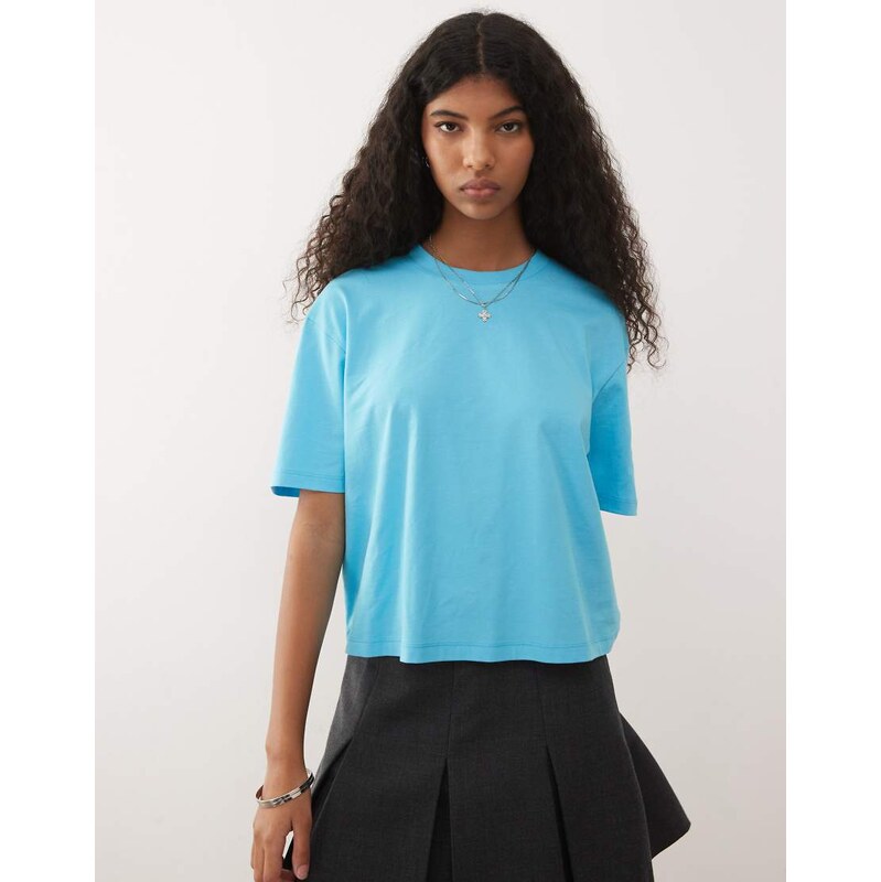 COLLUSION boxy short sleeve t-shirt in aqua blue