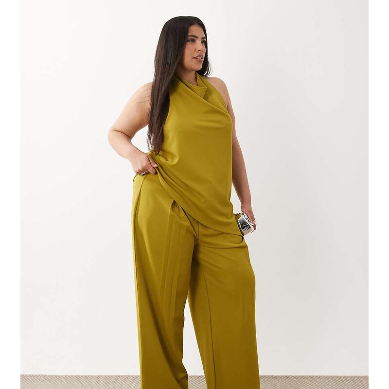ASOS Curve ASOS DESIGN Curve co-ord slinky twill tailored slouchy wide 115059214