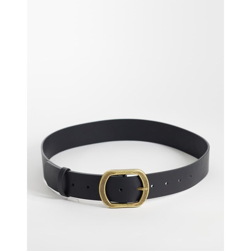 ASOS DESIGN waist and hip jeans chunky buckle belt in black 115059216