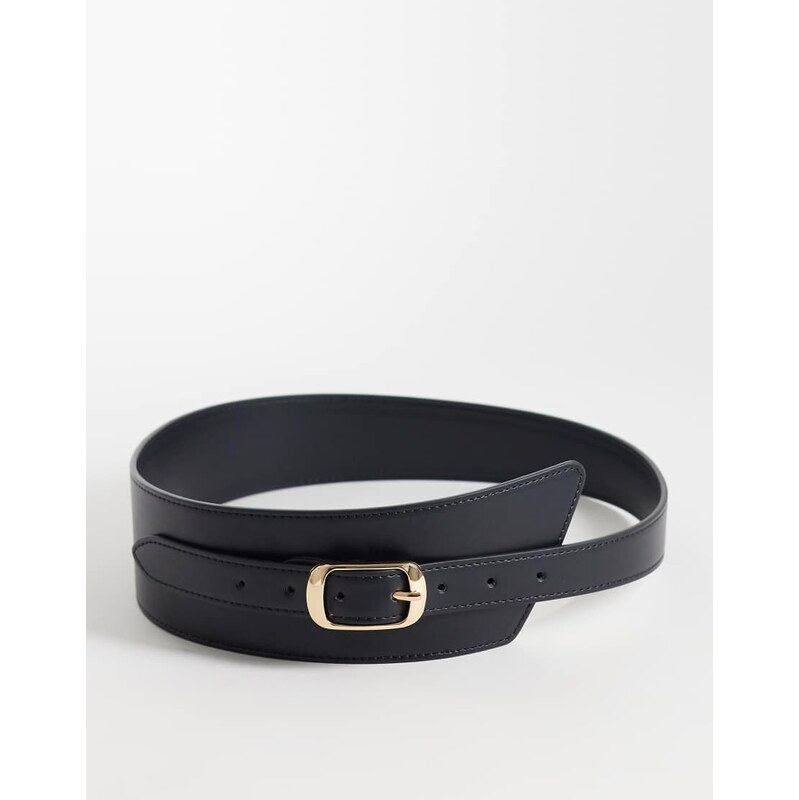 ASOS DESIGN asymmetric waist belt in black 115059255
