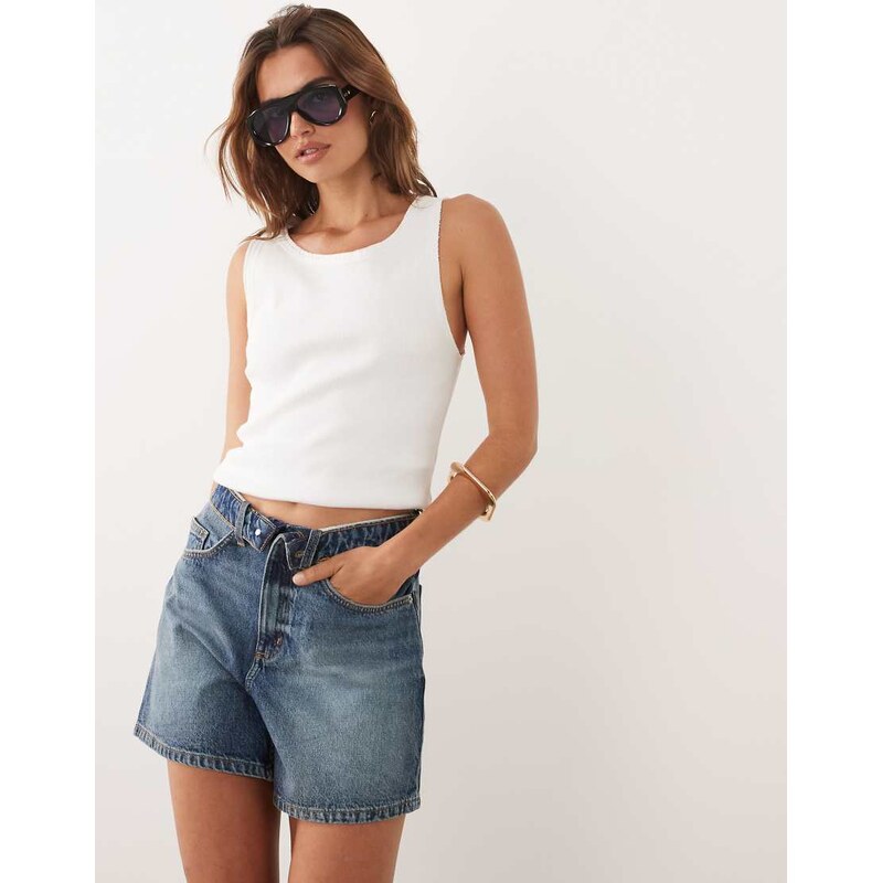 Cotton On high rise 90s denim short in blue holdover