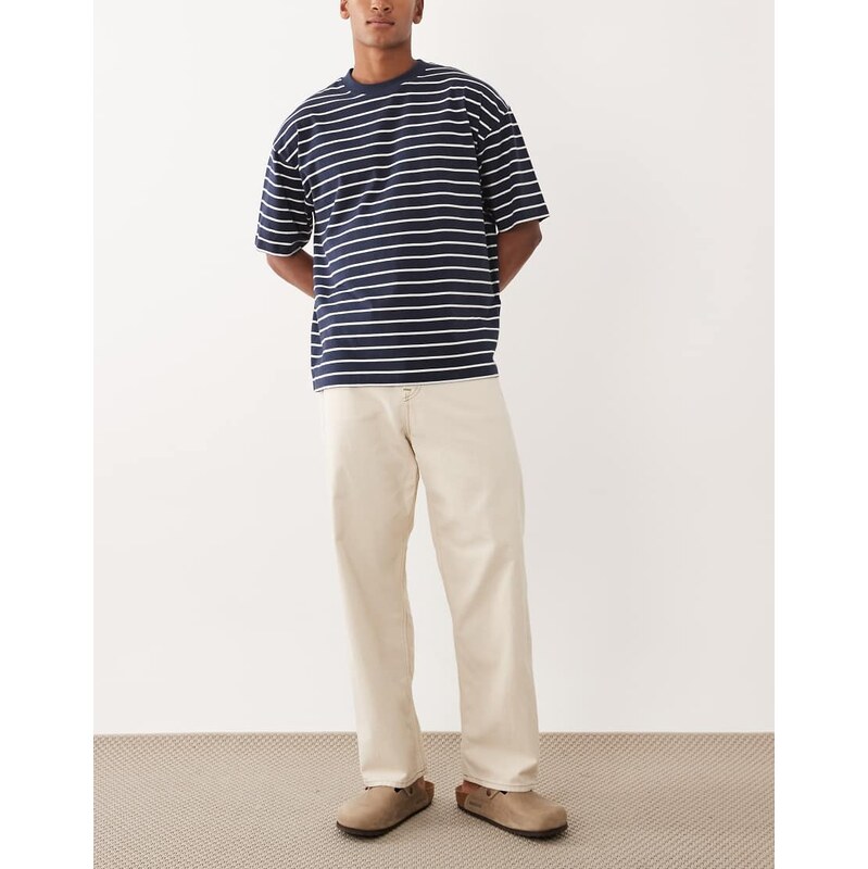 Jack & Jones Alex baggy jeans with seam details in ecru white