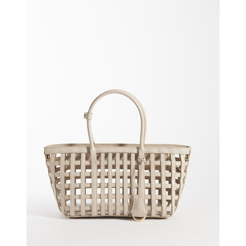 Mango open weave handbag in cream-Neutral 115059308
