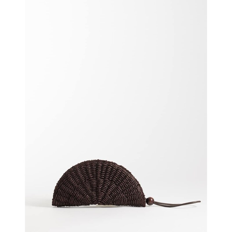 Mango raffia fan clutch bag in brown 115059327