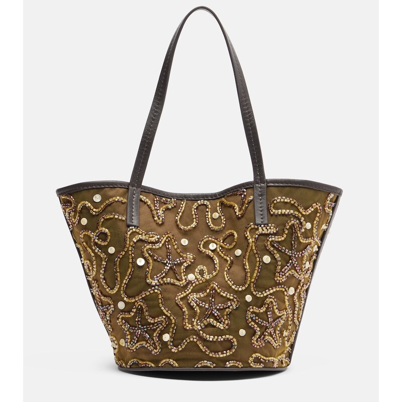 Staud Caro embellished canvas tote bag