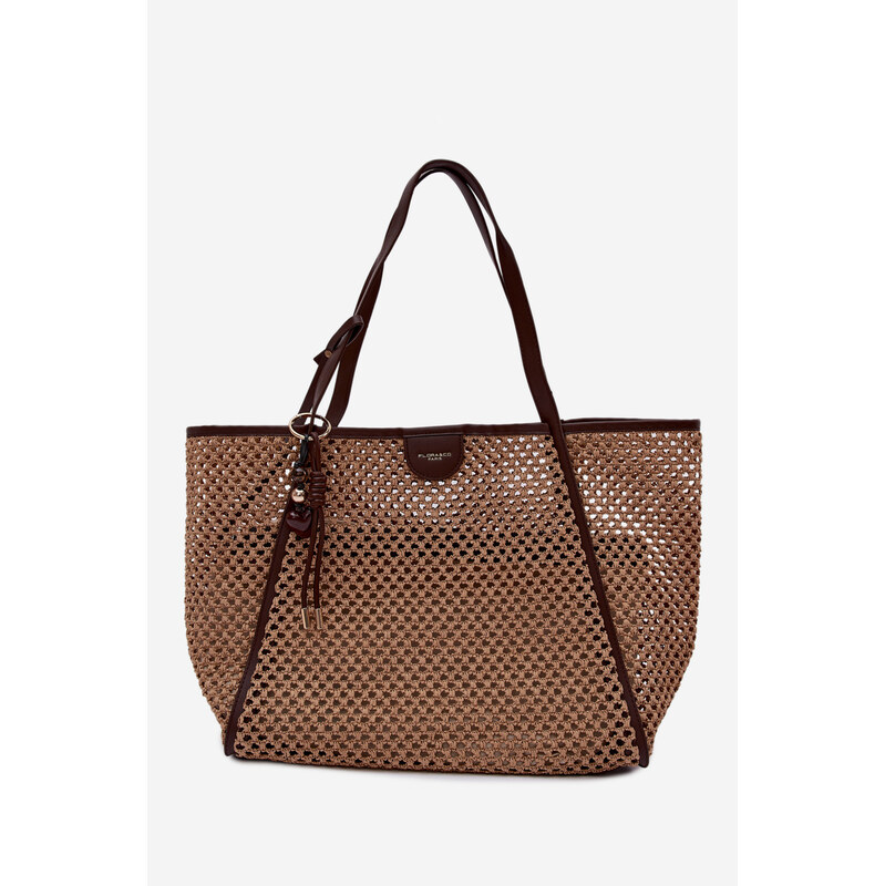 Flora&Co Pletená plážová taška s přívěskem