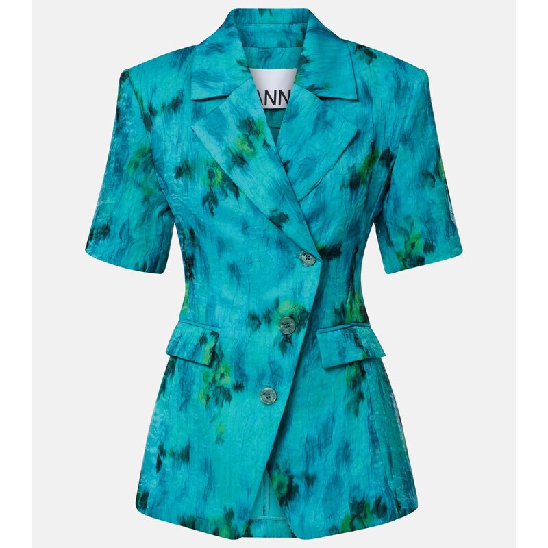 Ganni Printed organza blazer