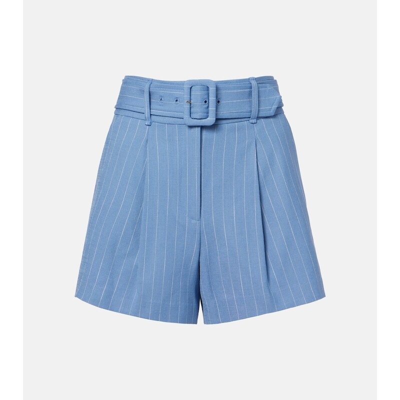 Veronica Beard Piper striped linen-blend shorts