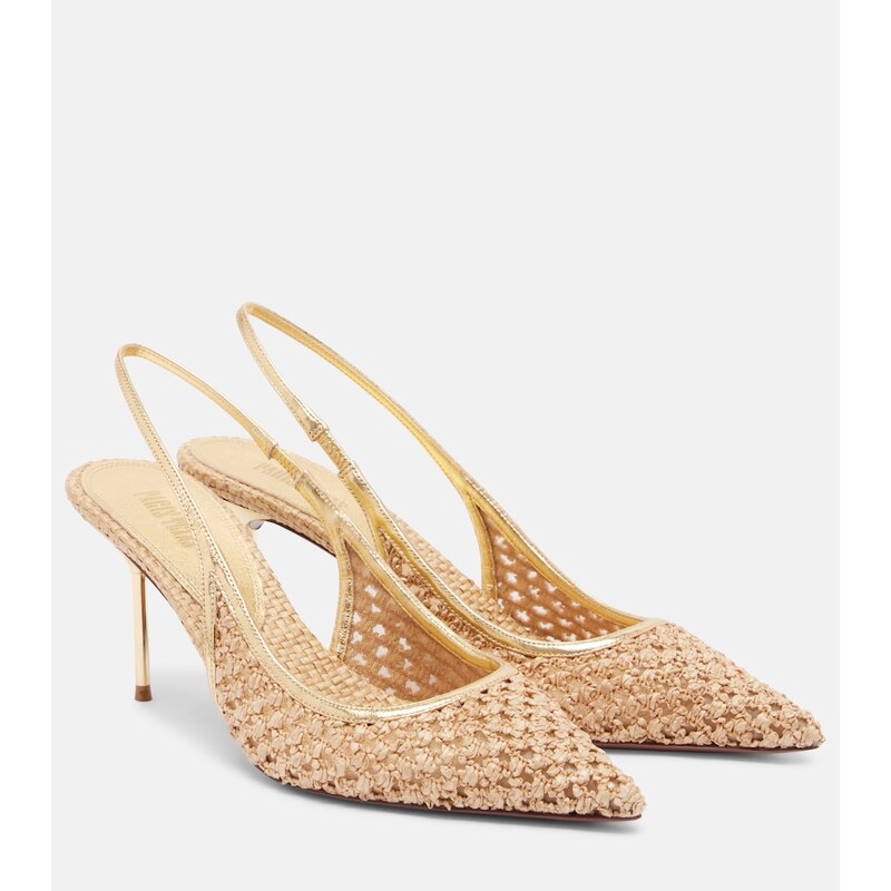Paris Texas Lidia leather-trimmed slingback pumps