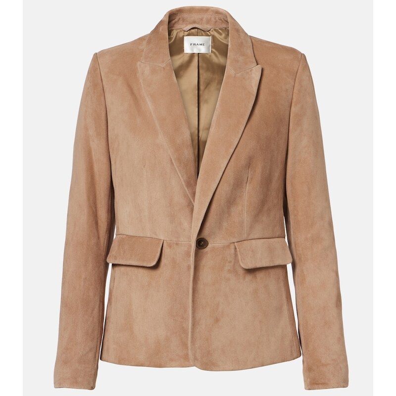 Suede blazer pro ženy v barvě světlého kamela