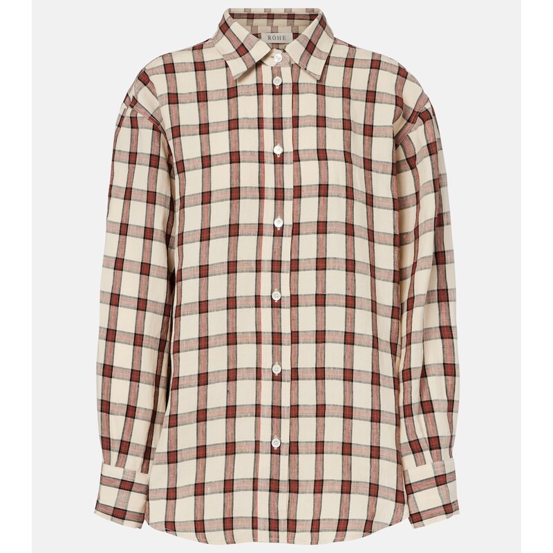 Róhe Checked linen shirt
