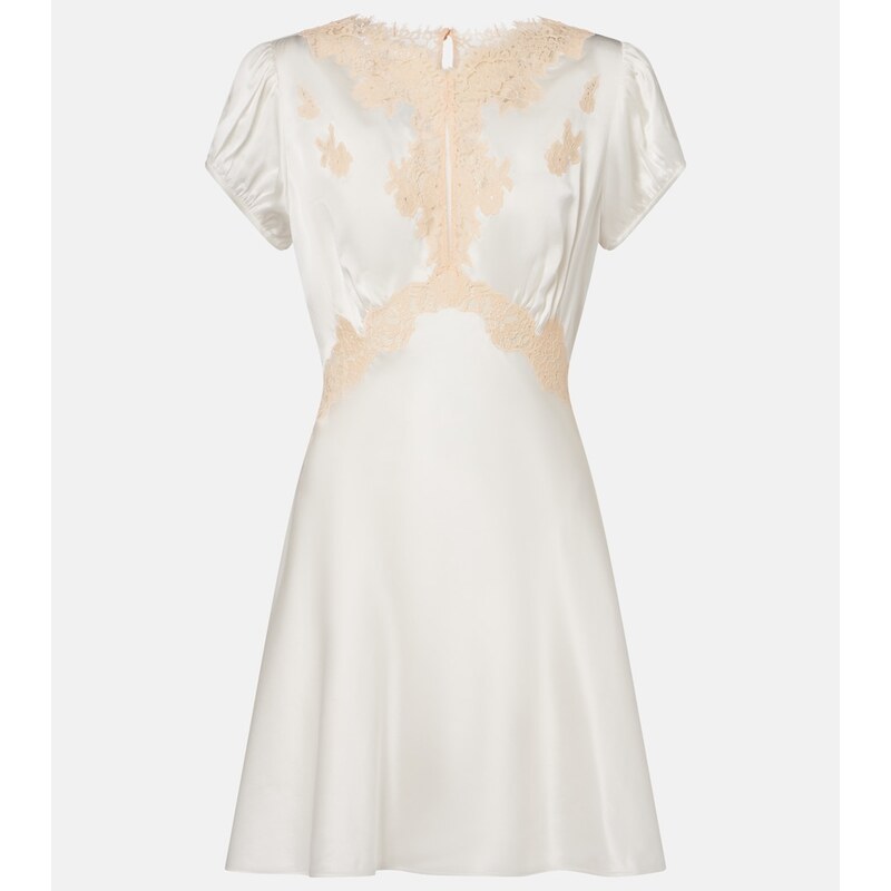 Dôen Junia lace-trimmed silk satin minidress