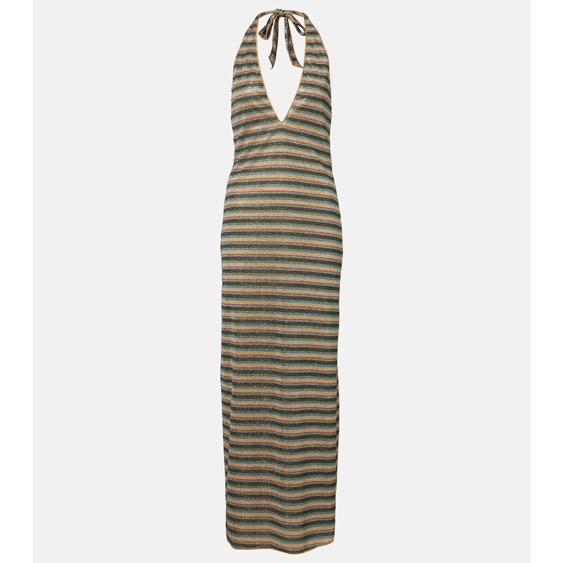 Oséree Lumière striped halterneck maxi dress