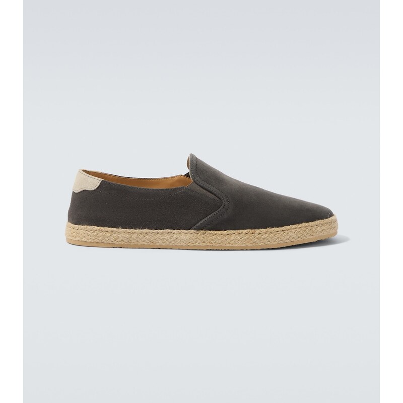 Brunello Cucinelli Jute-trimmed suede slip-on shoes