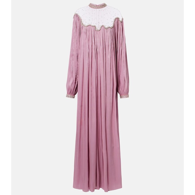Costarellos Elline embellished pleated gown