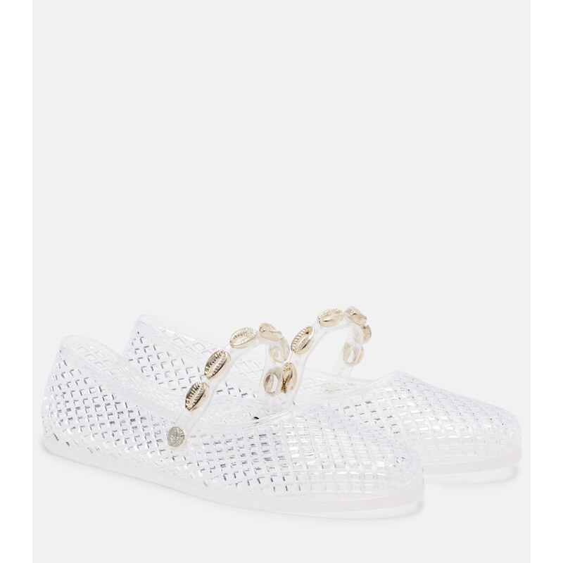 Ancient Greek Sandals Iro embellished fishnet ballet flats