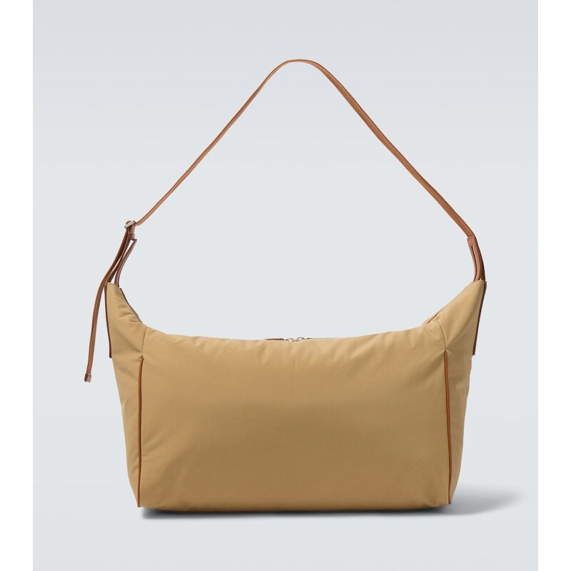 The Row Logan E/W leather-trimmed crossbody bag
